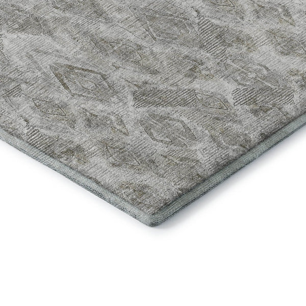 HomeRoots 10' X 14' Silver and Gray Diamond Area Rug - Durable, Washable, UV-Protected for High-Traffic Spaces 652635