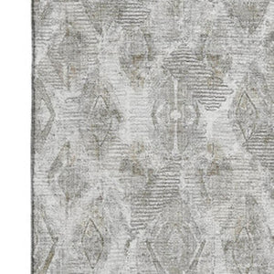 HomeRoots 10' X 14' Silver and Gray Diamond Area Rug - Durable, Washable, UV-Protected for High-Traffic Spaces 652635