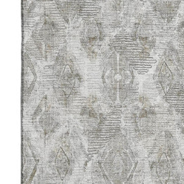 HomeRoots 10' X 14' Silver and Gray Diamond Area Rug - Durable, Washable, UV-Protected for High-Traffic Spaces 652635