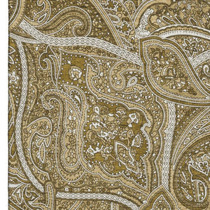 HomeRoots 5' Brown and Ivory Paisley Area Rug - Washable, UV Protected, Stain Resistant for Modern Living Spaces 652637