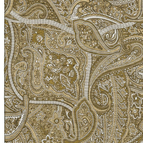 HomeRoots 5' Brown and Ivory Paisley Area Rug - Washable, UV Protected, Stain Resistant for Modern Living Spaces 652637