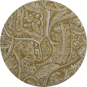 HomeRoots 8' Brown And Ivory Paisley Washable Round Rug – Durable, Stain-Resistant, UV Protected for Busy Homes! 652638