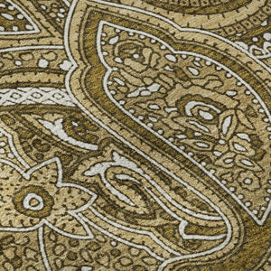 HomeRoots 9' X 12' Brown and Ivory Paisley Area Rug - Durable, Washable, UV Protected for Family Homes & Pets 652640