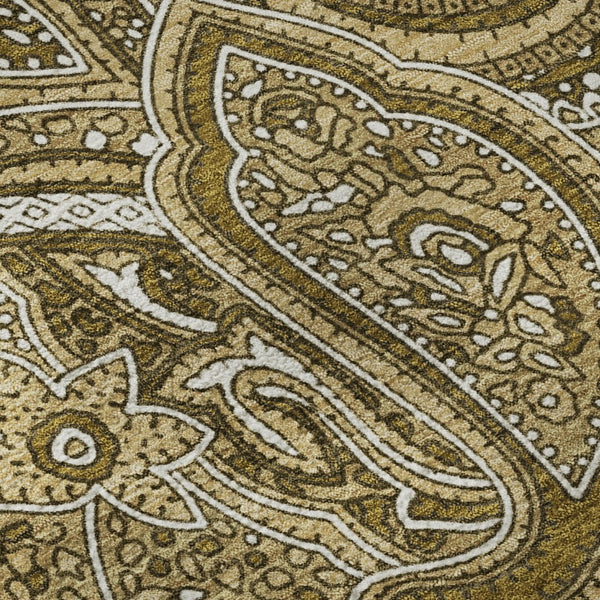 HomeRoots 9' X 12' Brown and Ivory Paisley Area Rug - Durable, Washable, UV Protected for Family Homes & Pets 652640