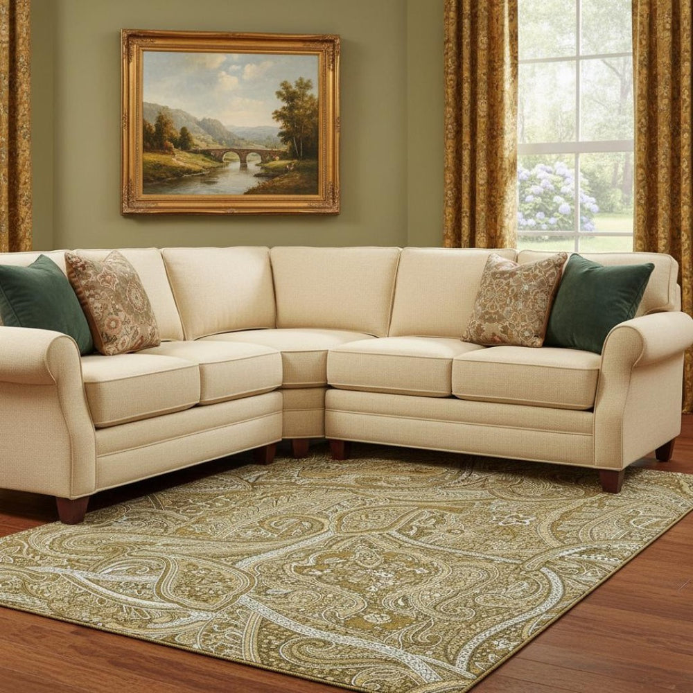 HomeRoots 9' X 12' Brown and Ivory Paisley Area Rug - Durable, Washable, UV Protected for Family Homes & Pets 652640
