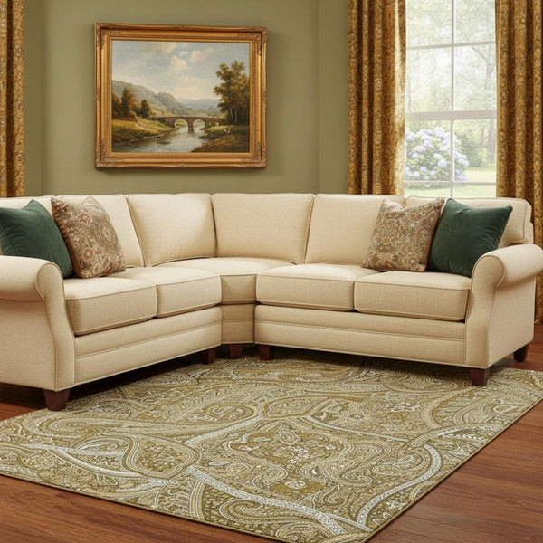 HomeRoots 9' X 12' Brown and Ivory Paisley Area Rug - Durable, Washable, UV Protected for Family Homes & Pets 652640