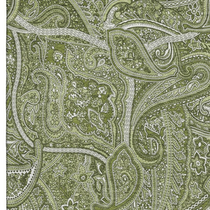 HomeRoots 10' X 14' Green & Ivory Paisley Washable Area Rug - Durable, Soft, UV-Protected for Busy Homes 652647