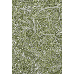 HomeRoots 10' X 14' Green & Ivory Paisley Washable Area Rug - Durable, Soft, UV-Protected for Busy Homes 652647