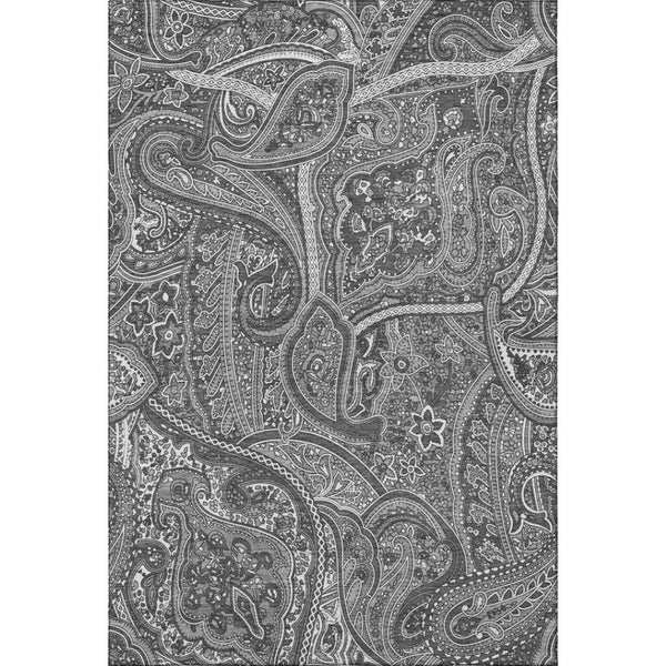 HomeRoots 5' X 8' Gray And Ivory Paisley Area Rug - Washable, UV-Protected, Elegant Design for Busy Homes 652649