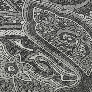 HomeRoots 8' Gray And Ivory Paisley Round Rug - Washable, UV Protected, Durable for Homes with Kids & Pets 652650