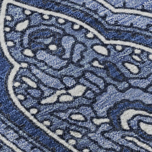 HomeRoots 9' Navy Blue & Ivory Paisley Washable Area Rug - UV Protected, Stain-Resistant, Durable Design 652658