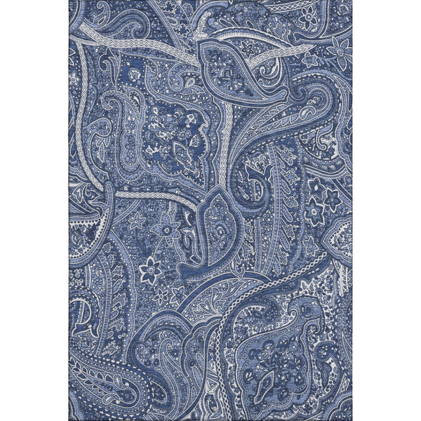 HomeRoots 10' X 14' Navy Blue & Ivory Paisley Washable Area Rug - Durable, UV Protected, Stain Resistant Elegance 652659