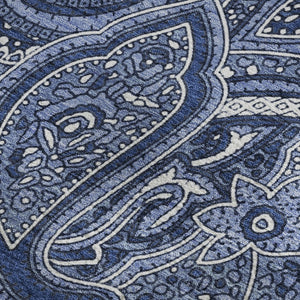 HomeRoots 10' X 14' Navy Blue & Ivory Paisley Washable Area Rug - Durable, UV Protected, Stain Resistant Elegance 652659