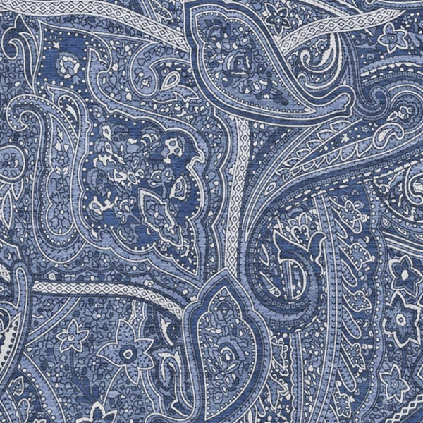 HomeRoots 10' X 14' Navy Blue & Ivory Paisley Washable Area Rug - Durable, UV Protected, Stain Resistant Elegance 652659