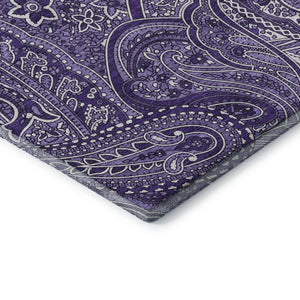 HomeRoots 8' Washable Purple and Ivory Paisley Round Rug - Durable, UV-Protected, and Easy Care for Any Space 652662