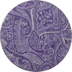 HomeRoots 8' Washable Purple and Ivory Paisley Round Rug - Durable, UV-Protected, and Easy Care for Any Space 652662