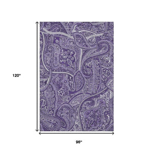 HomeRoots 8' X 10' Elegant Purple & Ivory Paisley Washable Area Rug with UV Protection for Busy Homes 652663