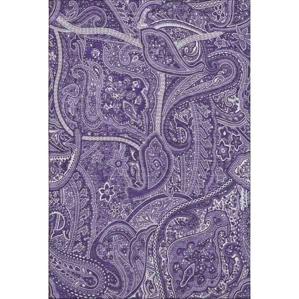 HomeRoots 8' X 10' Elegant Purple & Ivory Paisley Washable Area Rug with UV Protection for Busy Homes 652663