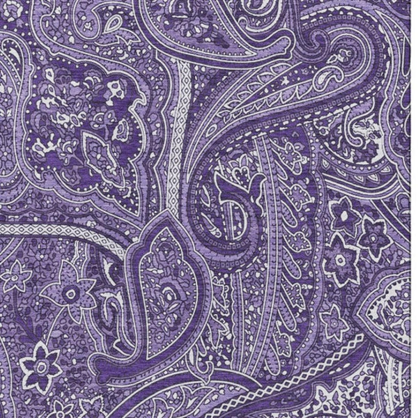 HomeRoots 9' X 12' Stylish Purple and Ivory Paisley Area Rug – Washable, UV Protected, Stain Resistant Design! 652664
