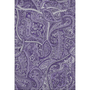 HomeRoots 9' X 12' Stylish Purple and Ivory Paisley Area Rug – Washable, UV Protected, Stain Resistant Design! 652664