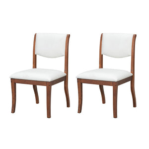 English Elm Walnut Upholstered Dining Chairs Set Of 2 - Elegant Fabric Side Chairs With Curved Design & Comfort N842P315209D-GIGA