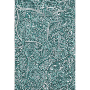 HomeRoots 9' X 12' Luxurious Teal and Ivory Paisley Area Rug - Washable, UV-Protected, Stain-Resistant Design 652670
