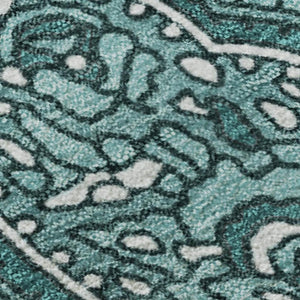 HomeRoots 9' X 12' Luxurious Teal and Ivory Paisley Area Rug - Washable, UV-Protected, Stain-Resistant Design 652670
