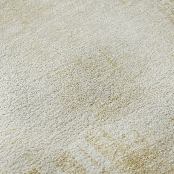 HomeRoots 8' Beige Ivory and Gold Abstract Washable Round Rug - UV Protected, Durable, Stylish Home Accent 652674