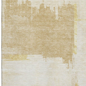HomeRoots 8' X 10' Abstract Beige, Ivory & Gold Washable Area Rug with UV Protection & Stain Resistance 652675