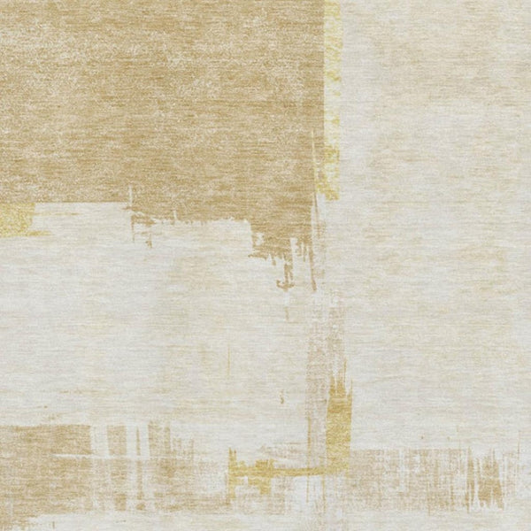 HomeRoots 9' X 12' Abstract Washable Area Rug in Beige, Ivory & Gold - UV Protected, Durable & Stylish Decor 652676