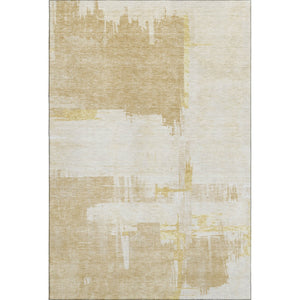 HomeRoots 10' X 14' Beige Ivory Gold Abstract Area Rug - Stylish, Washable, UV-Protected, Stain-Resistant Design 652677