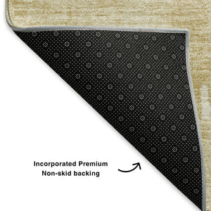 HomeRoots 10' X 14' Beige Ivory Gold Abstract Area Rug - Stylish, Washable, UV-Protected, Stain-Resistant Design 652677