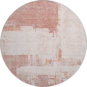 HomeRoots 8' Blush and Ivory Abstract Washable Round Rug - UV Protected, Pet-Friendly, Stylish Comfort for Any Space 652680