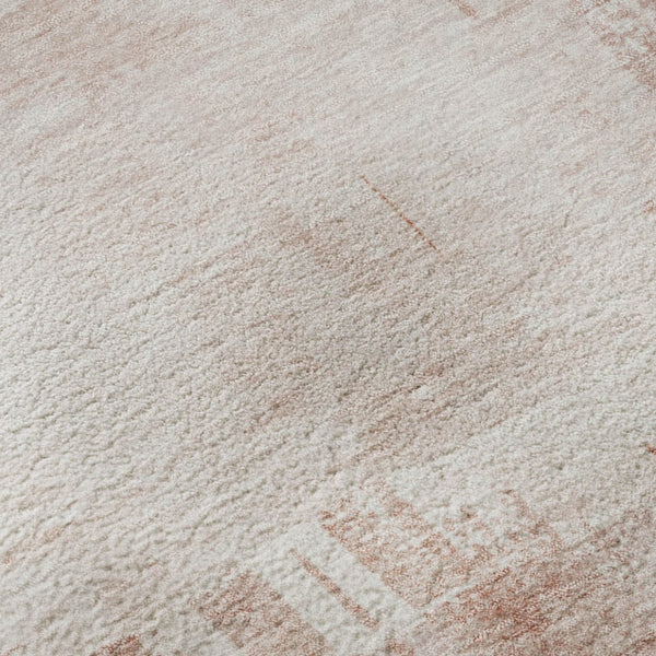HomeRoots 8' Blush and Ivory Abstract Washable Round Rug - UV Protected, Pet-Friendly, Stylish Comfort for Any Space 652680