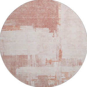 HomeRoots 8' Blush and Ivory Abstract Washable Round Rug - UV Protected, Pet-Friendly, Stylish Comfort for Any Space 652680