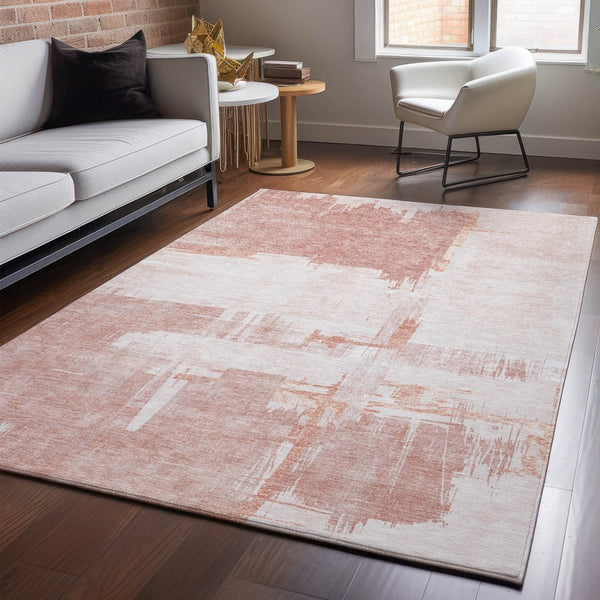 HomeRoots 8' X 10' Blush Abstract Washable Area Rug with UV Protection - Soft, Stylish, and Stain-Resistant! 652681
