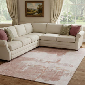 HomeRoots 8' X 10' Blush Abstract Washable Area Rug with UV Protection - Soft, Stylish, and Stain-Resistant! 652681