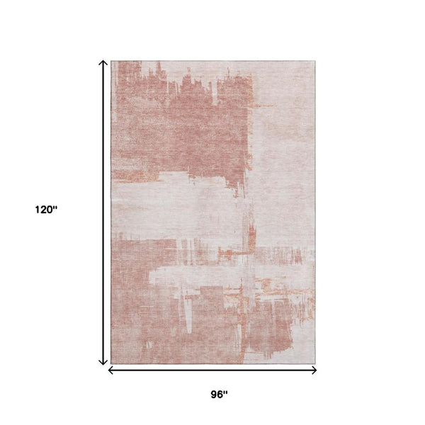 HomeRoots 8' X 10' Blush Abstract Washable Area Rug with UV Protection - Soft, Stylish, and Stain-Resistant! 652681
