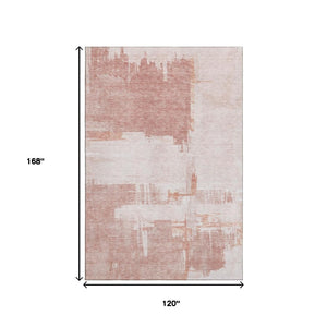 HomeRoots 10' X 14' Blush & Ivory Abstract Area Rug with UV Protection - Durable, Washable & Stylish Décor Solution 652683
