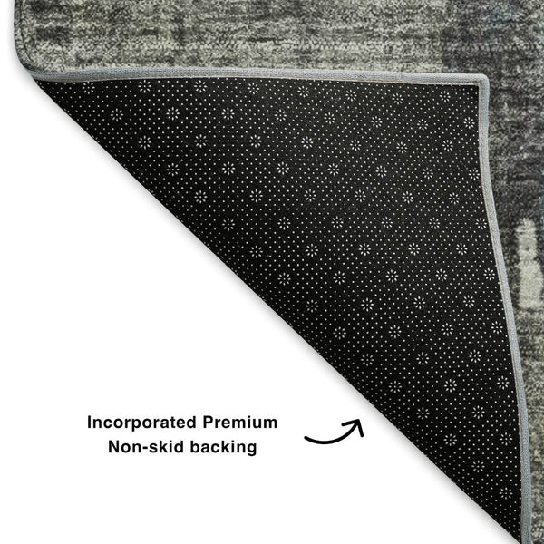 HomeRoots 9' X 12' Charcoal Ivory & Gold Abstract Area Rug – Washable, UV-Protected, Modern Elegance for Homes 652688