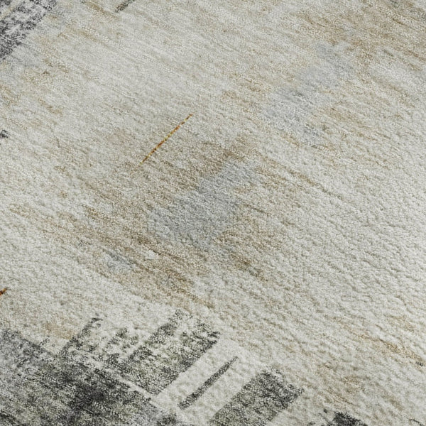 HomeRoots 10' Charcoal Ivory Gold Abstract Washable Area Rug - Durable, UV-Protected, Easy-Care Design for Homes 652689
