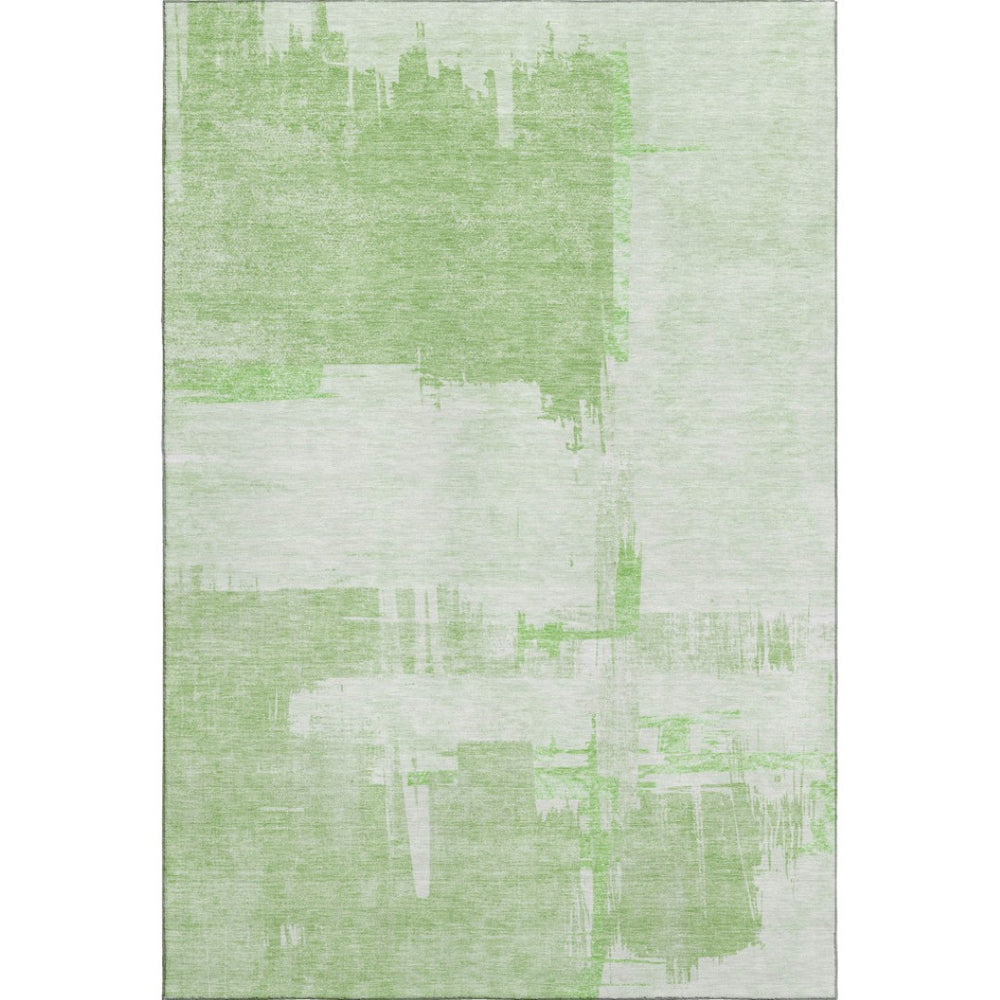HomeRoots 5' X 8' Green And Ivory Abstract Area Rug – Washable, UV-Protected, Perfect for Kids & Pets! 652691