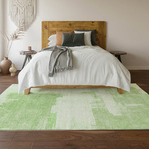 HomeRoots 5' X 8' Green And Ivory Abstract Area Rug – Washable, UV-Protected, Perfect for Kids & Pets! 652691