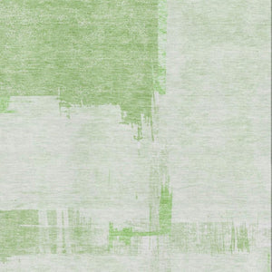 HomeRoots 5' X 8' Green And Ivory Abstract Area Rug – Washable, UV-Protected, Perfect for Kids & Pets! 652691