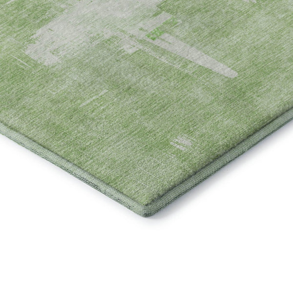 HomeRoots 8' Green and Ivory Abstract Round Rug - Washable, UV Protected, Durable for Homes with Kids & Pets 652692