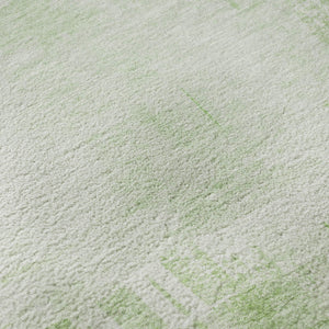 HomeRoots 8' Green and Ivory Abstract Round Rug - Washable, UV Protected, Durable for Homes with Kids & Pets 652692