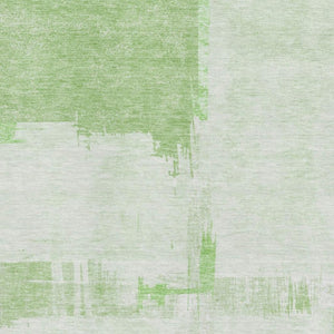 HomeRoots 8' X 10' Modern Green and Ivory Abstract Washable Area Rug with UV Protection for High-Traffic Spaces 652693