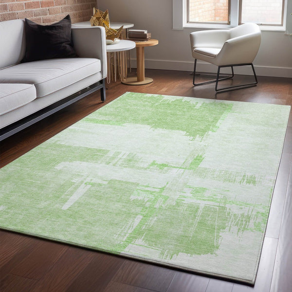 HomeRoots 9' X 12' Green and Ivory Abstract Area Rug - Soft, Washable, UV-Protected for Modern Homes & Comfort 652694