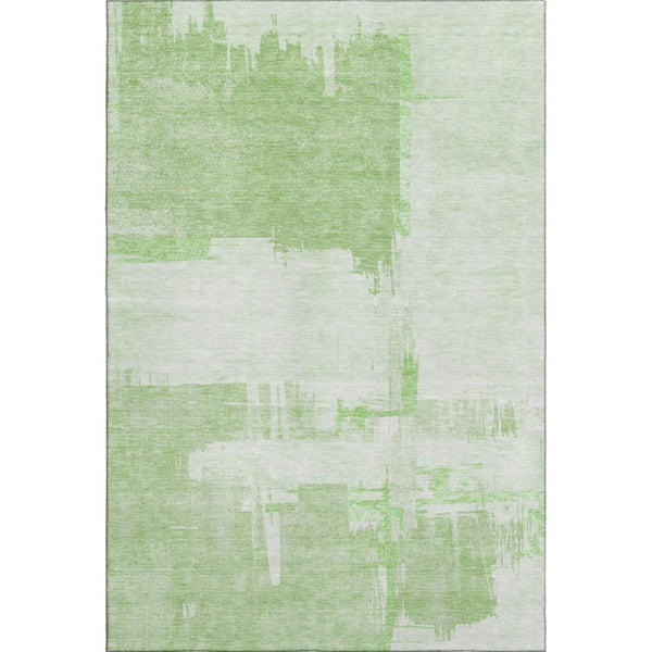 HomeRoots 9' X 12' Green and Ivory Abstract Area Rug - Soft, Washable, UV-Protected for Modern Homes & Comfort 652694