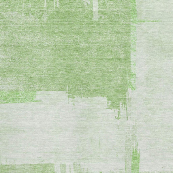 HomeRoots 10' X 14' Abstract Green & Ivory Washable Area Rug - UV Protection, Stain-Resistant, Durable Design 652695